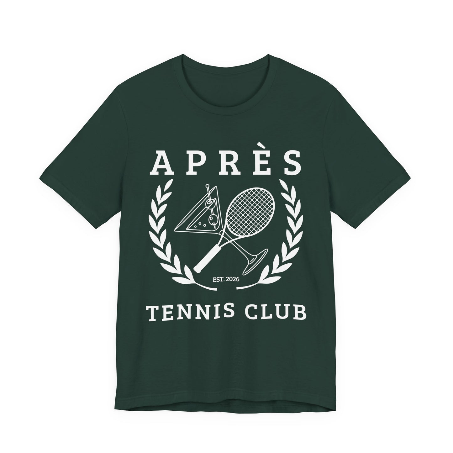 Tennis Club Shirt Green t-shirt with tennis club design and text on a white background