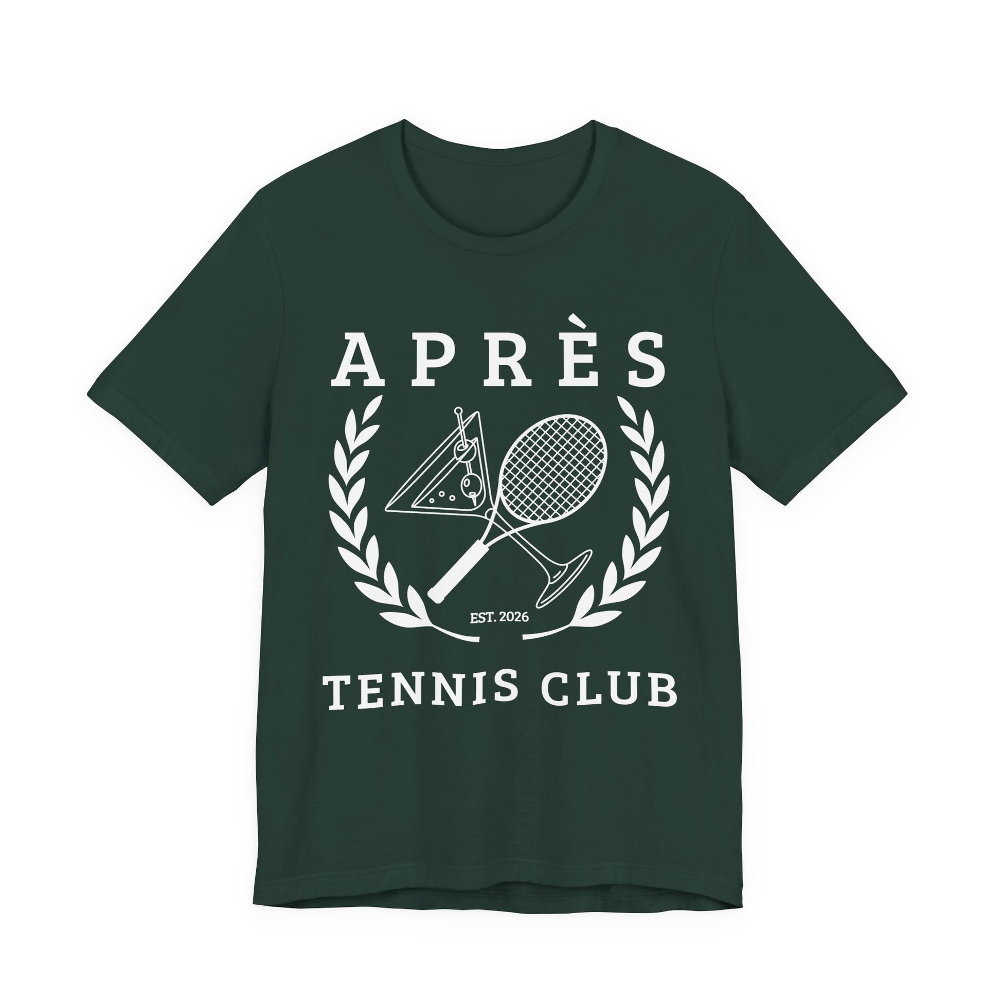 Tennis Club Shirt Green t-shirt with tennis club design and text on a white background