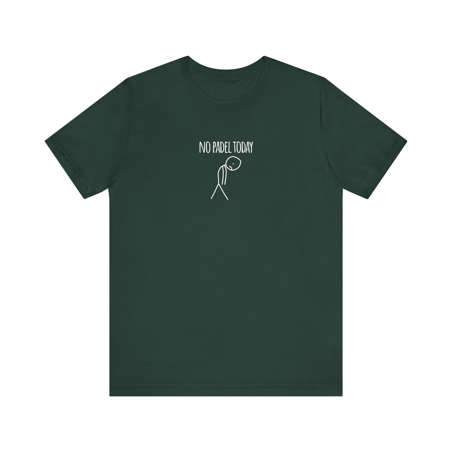 Green t-shirt with 'No Padel Today' text and graphic on a white background