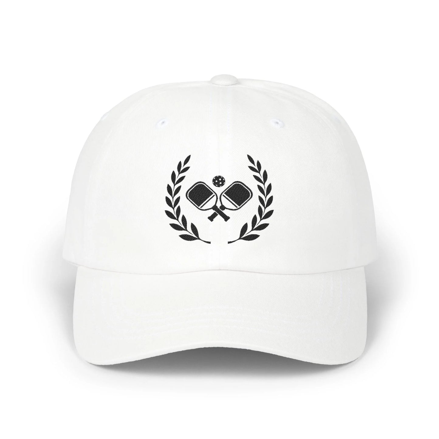 Pickleball  hats White cap with 'Mama of the Birthday Dude' text on a white background