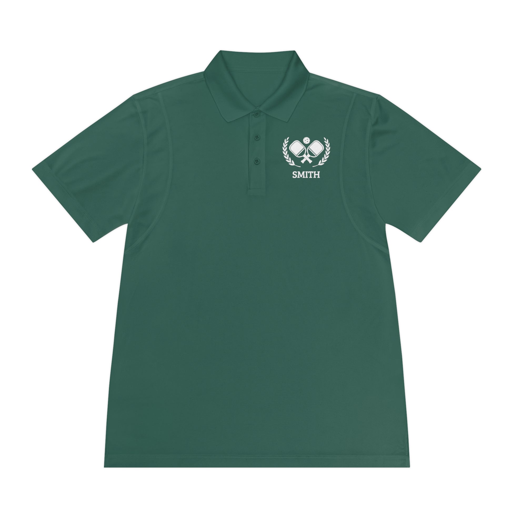 Pickleball Polos Green polo shirt with a logo on the chest against a white background