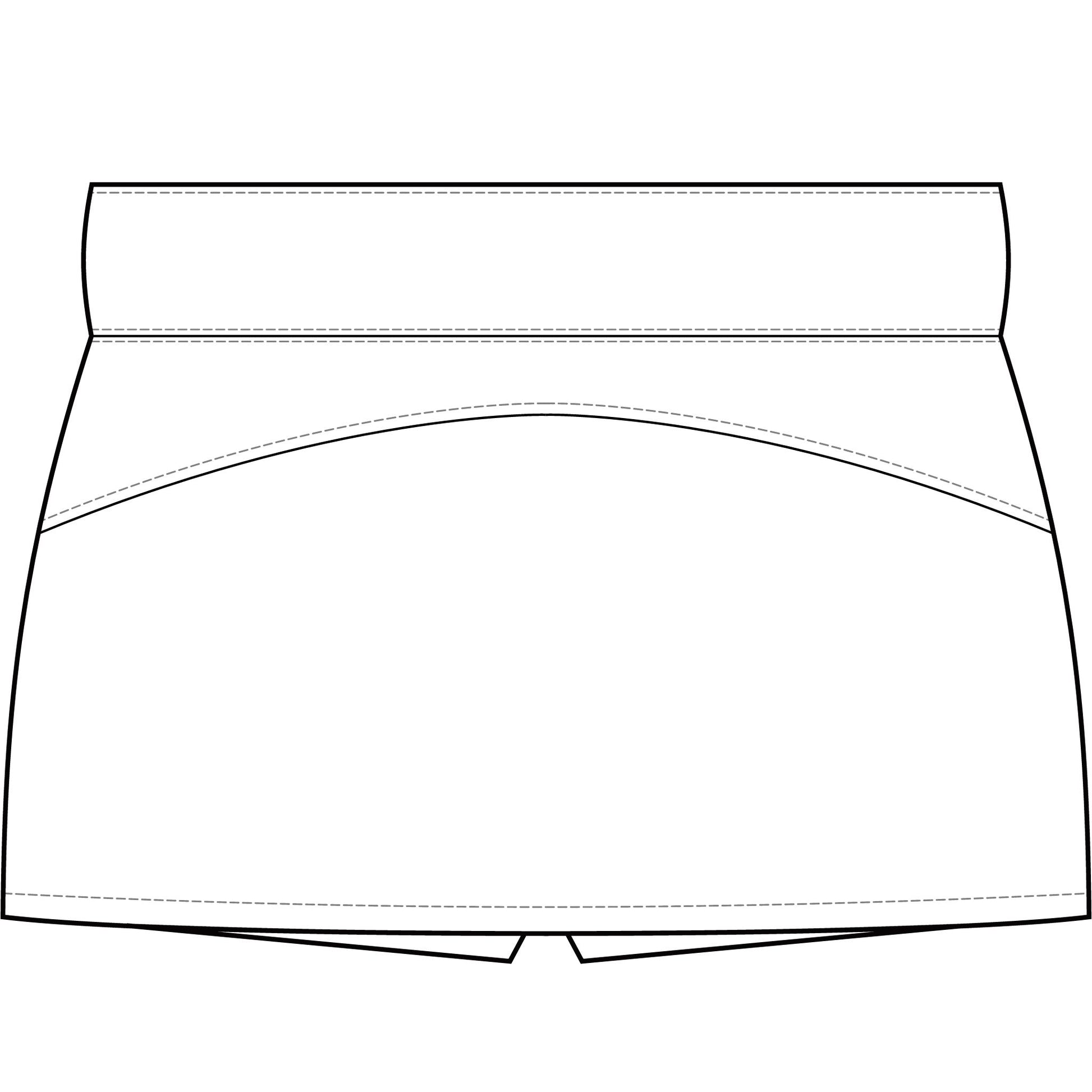 Tennis Skirt white with leggings personalized Line drawing of a skirt pattern on a white background