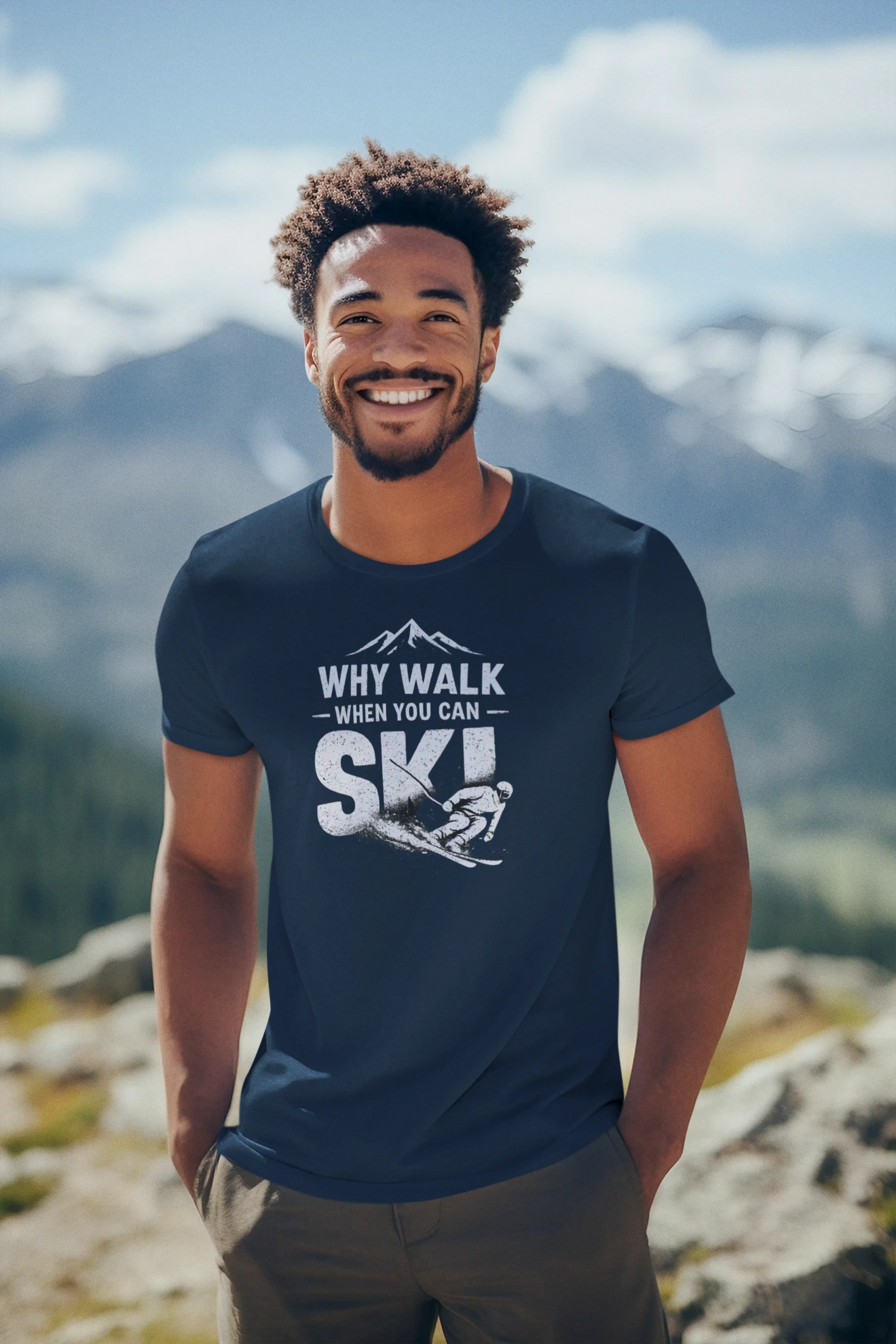 Vintage Ski Shirt Why walk when you can ski