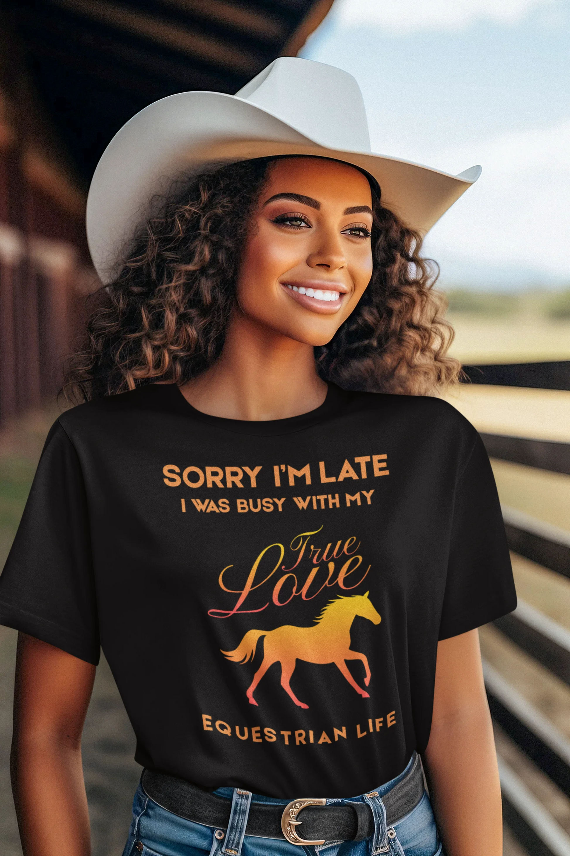 Sorry I'm Late I was busy with my horse T-Shirt - Equestrian Life 