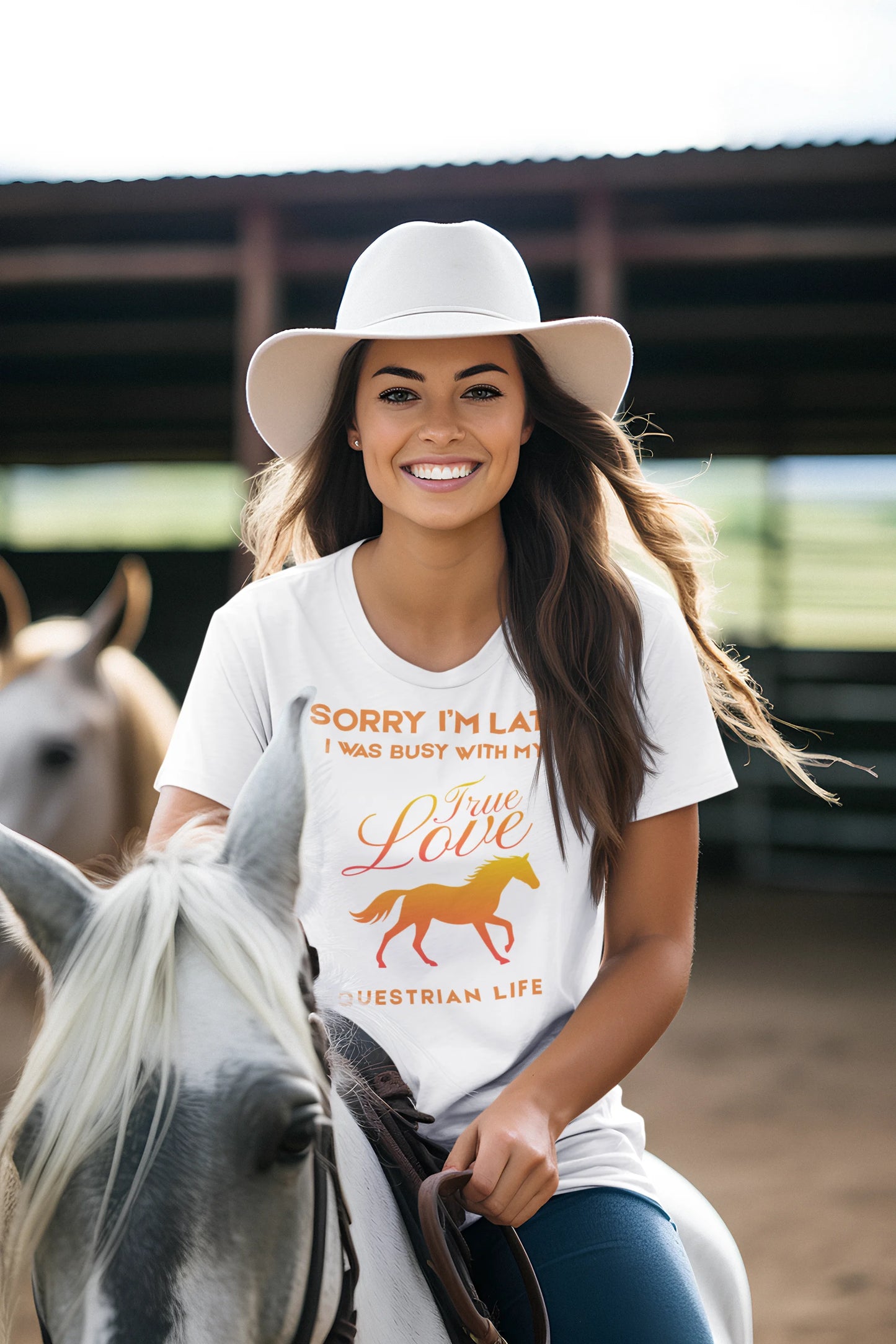 Sorry I'm Late I was busy with my horse T-Shirt - Equestrian Life 
